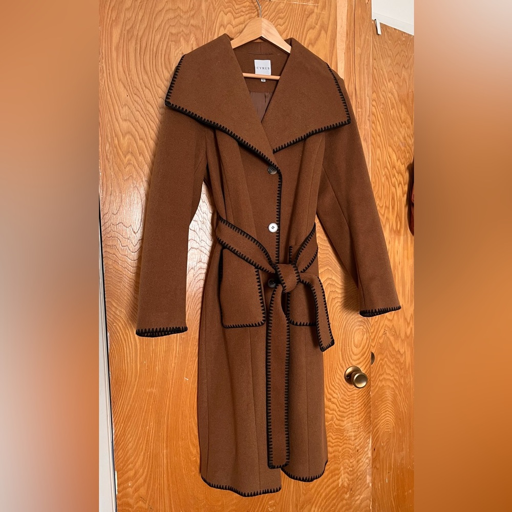 Brown Coat with Black Trim